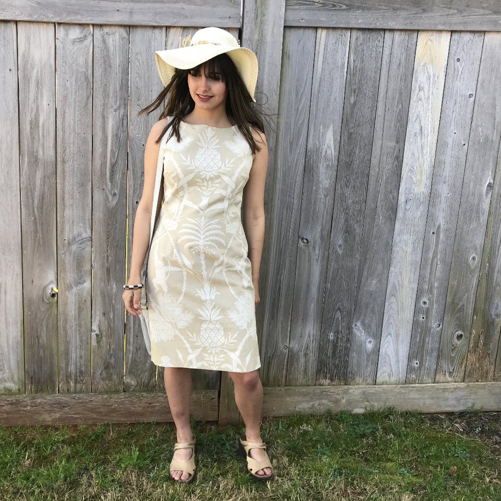 MAGGY LONDON Tropical Beaded Sheath Dress